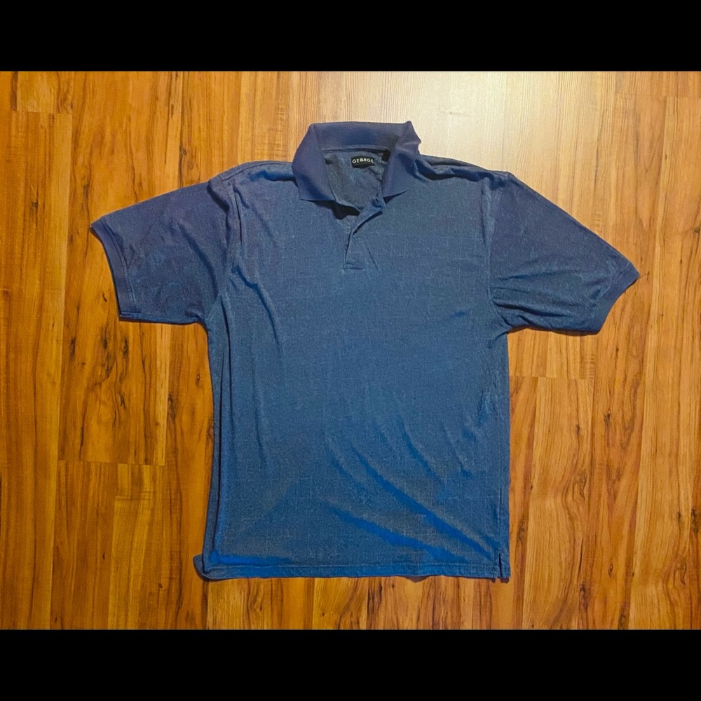 George Men’s Heather Blue Short Sleeve Polo Size Large